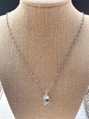 Sterling Silver Swarovski Crystal Heart Pendant Necklace - Hematite bead chain